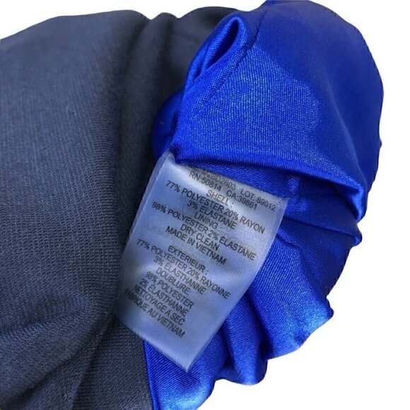 Tahari Stretch Knit Dress Solid Navy Blue Career Fitted Pleated Lined Mini Sz 10 - Picture 8 of 8